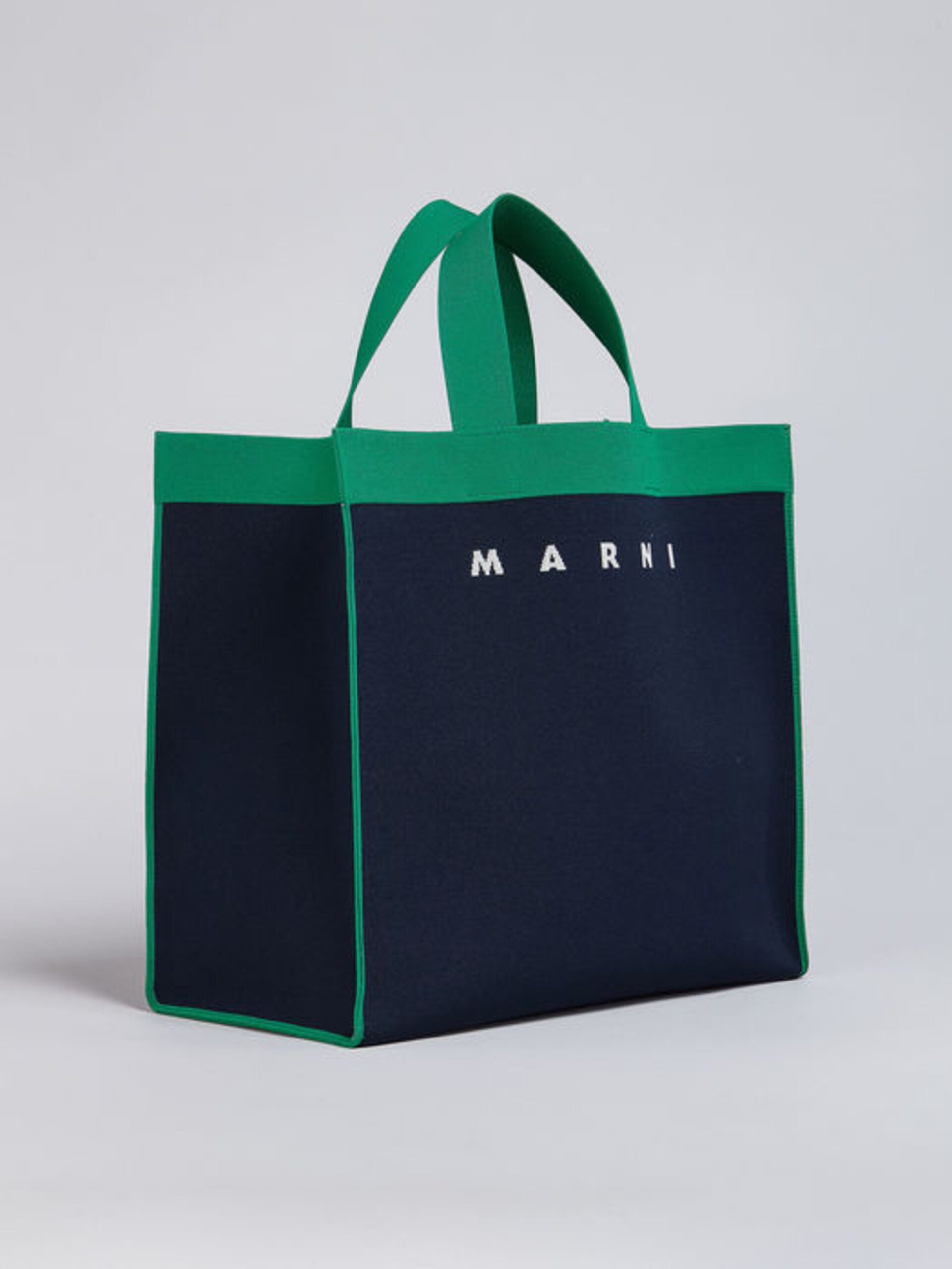 BLUE AND GREEN AND WHITE JACQUARD SHOPPING BAG - 3