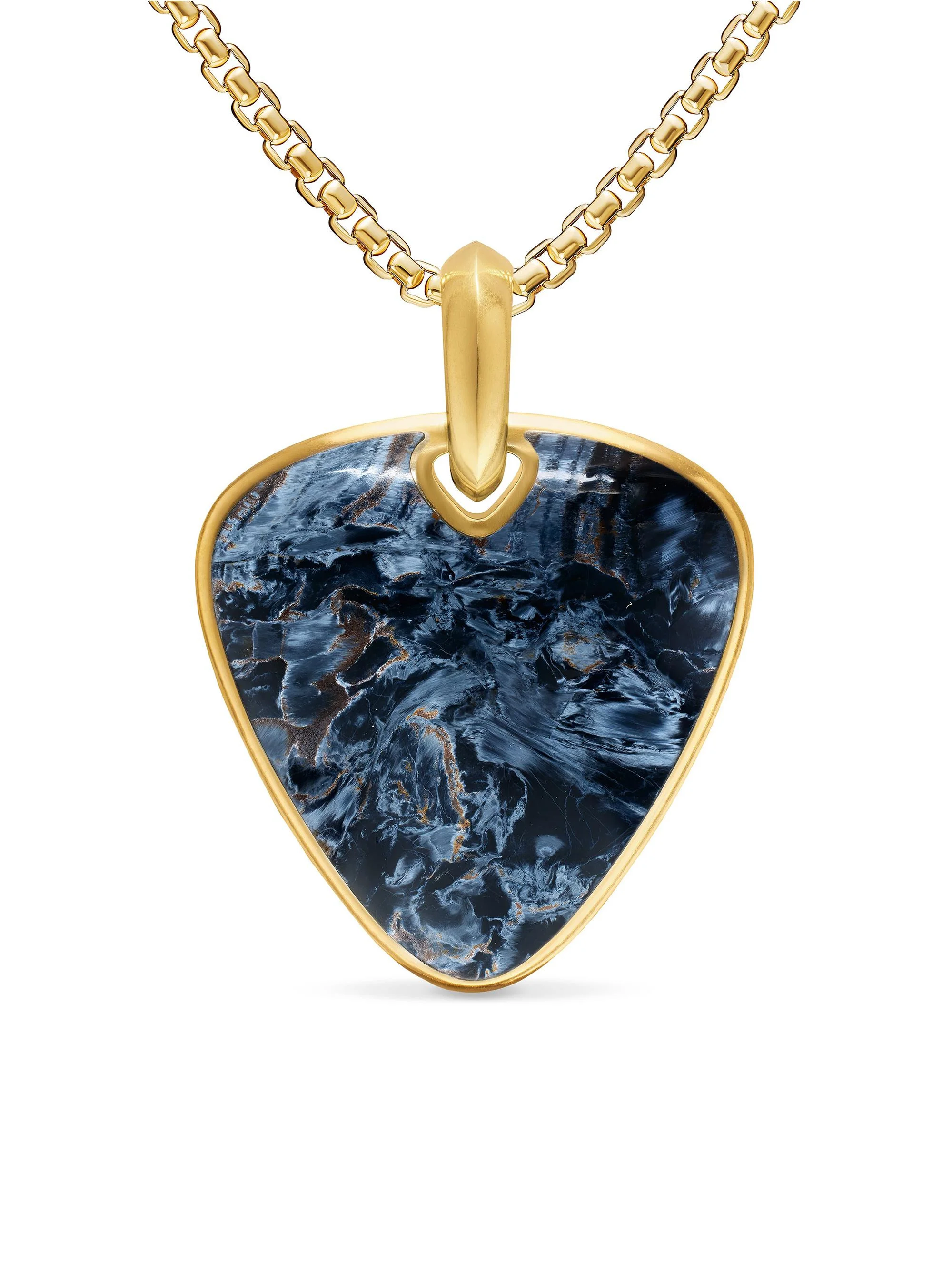 Men's Streamline Pick Amulet in 18K Yellow Gold - Pietersite - 1