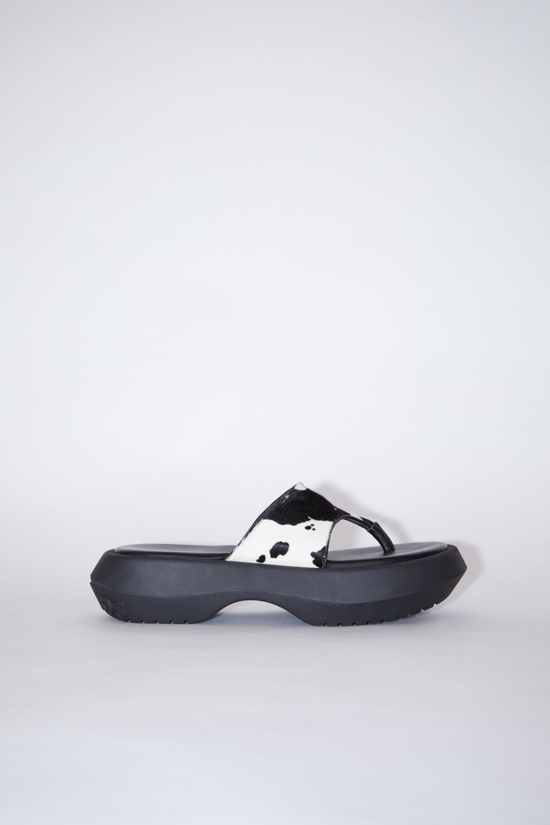 Printed leather sandals - White/black 1