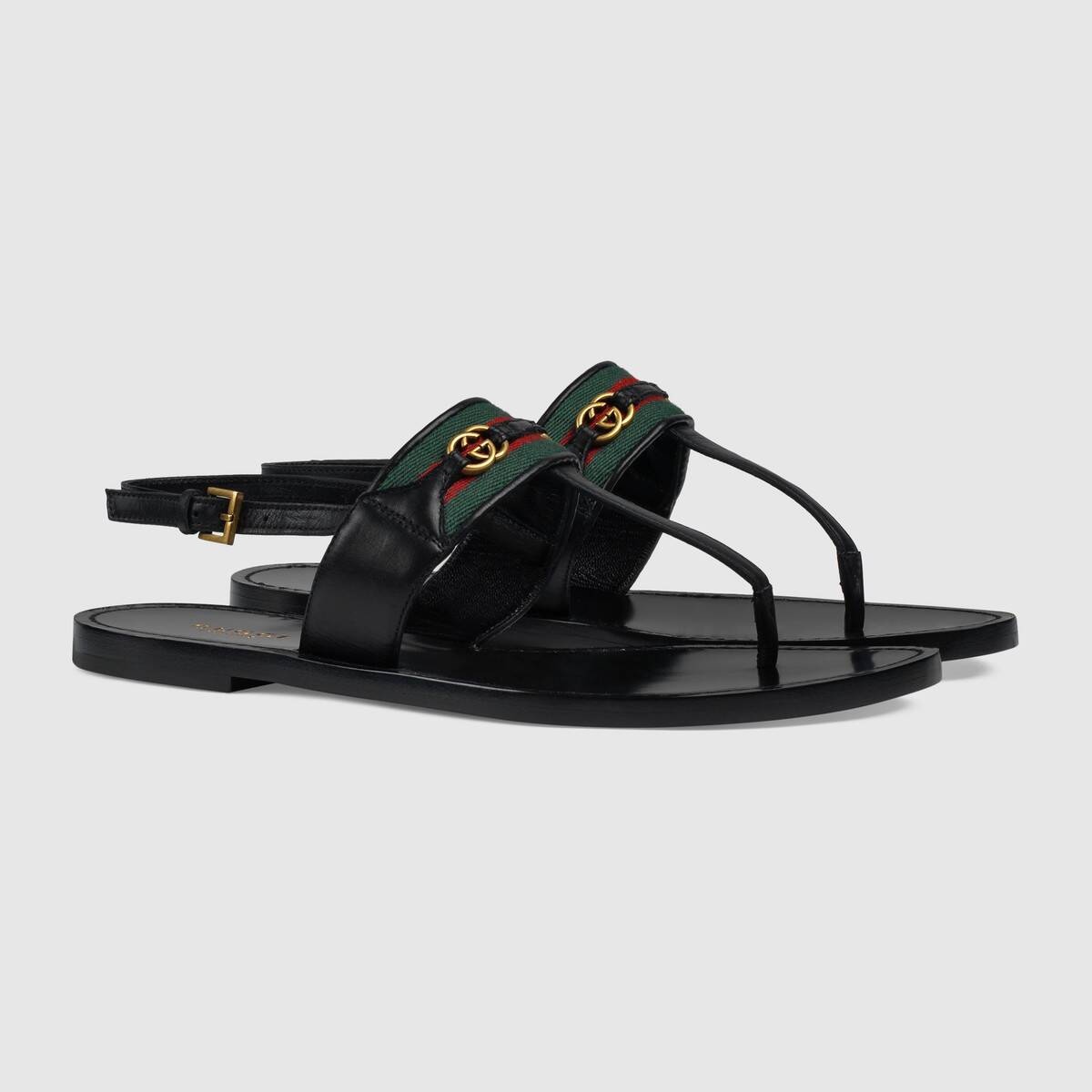 Women's leather thong sandal with Web - 2