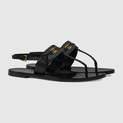 GUCCI Women's leather thong sandal with Web outlook