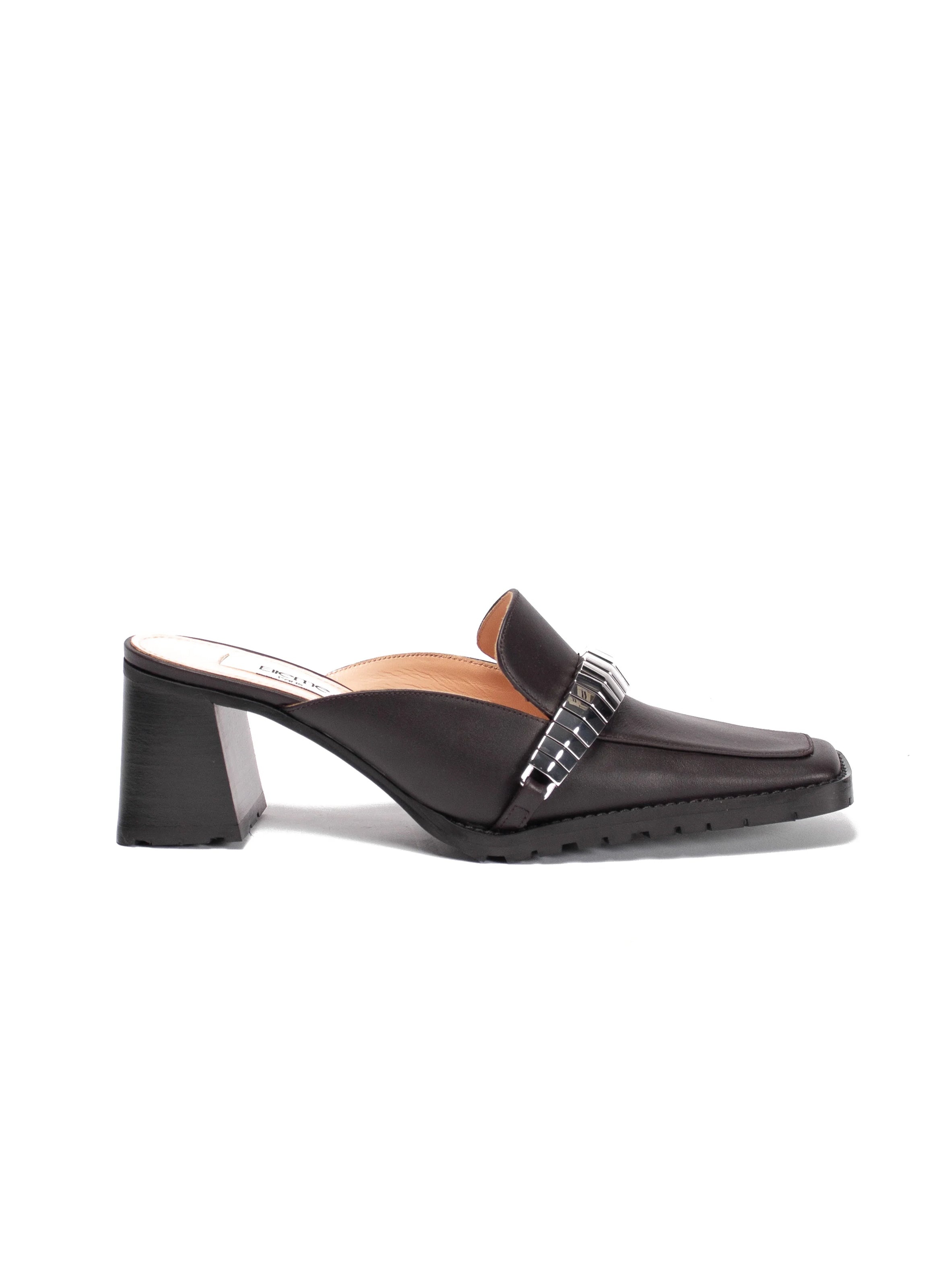 Eva Loafer Mule Leather/Metal Brown - 4