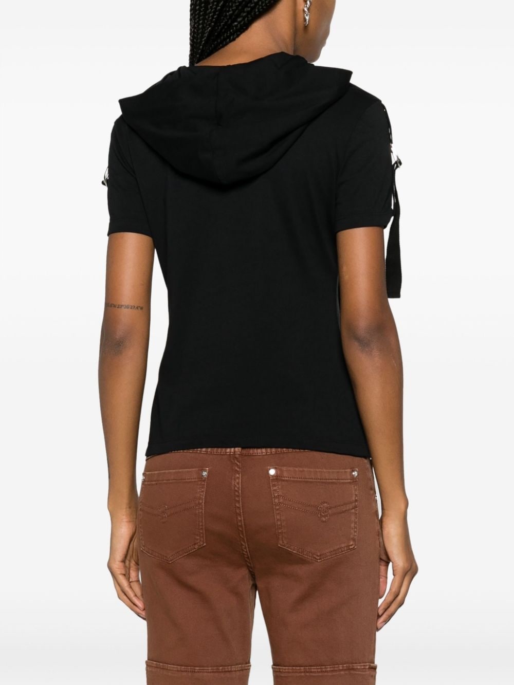 cargo-pocket hooded cotton T-shirt - 4
