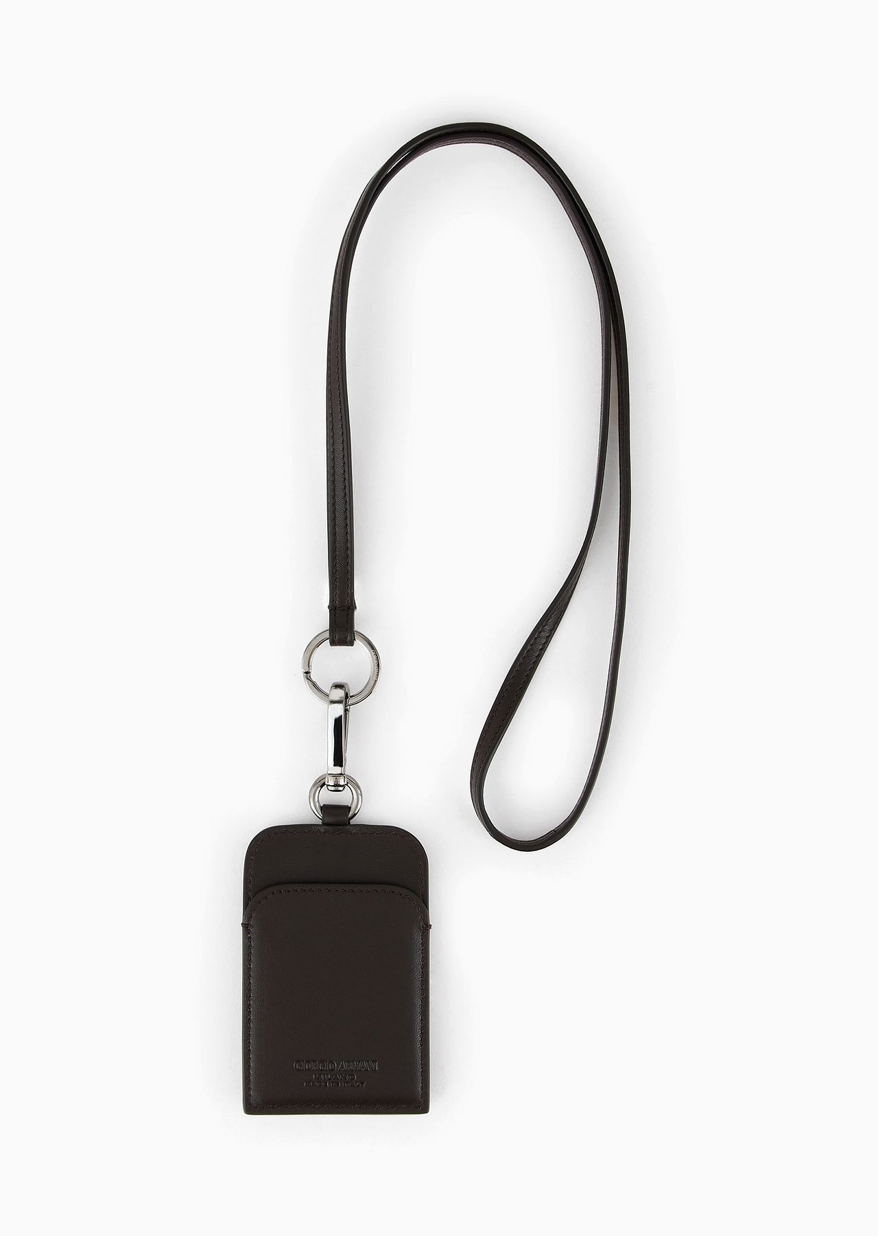 Leather badge holder with embroidered logo - 2