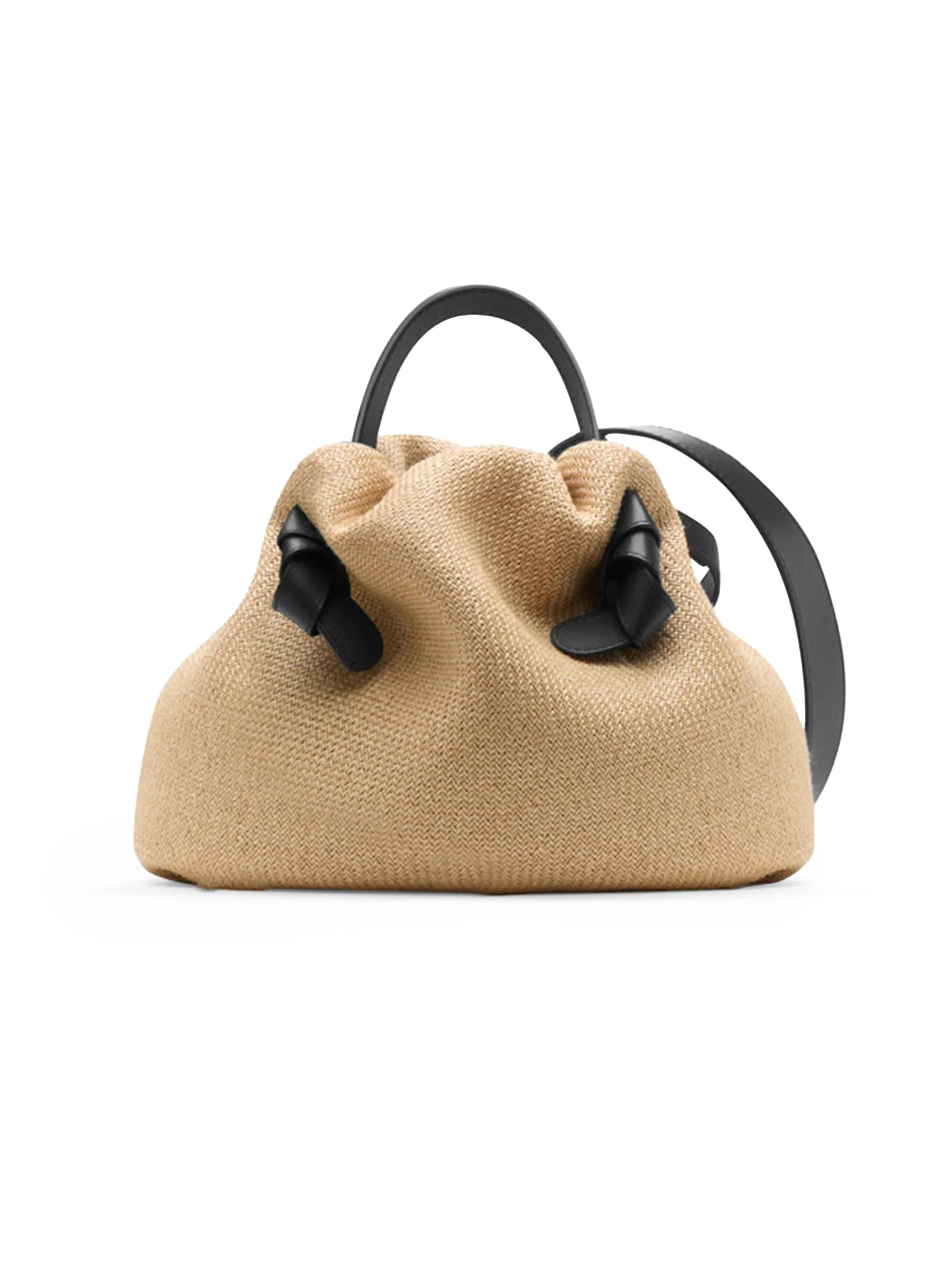 Women's Taurus 2.0 Raffia-Leather Top Handle Bag - Natural Dark Chocolate - 1