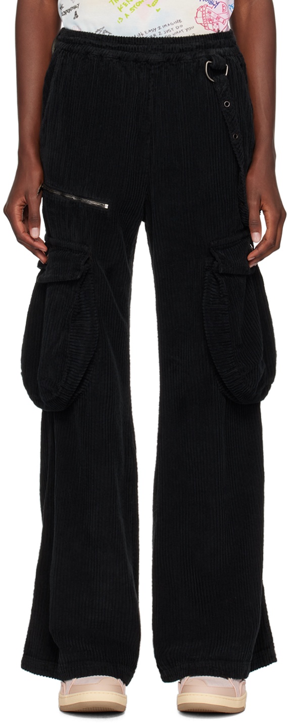 MEMBERS OF THE RAGE Black Cord Cargo Pants | REVERSIBLE
