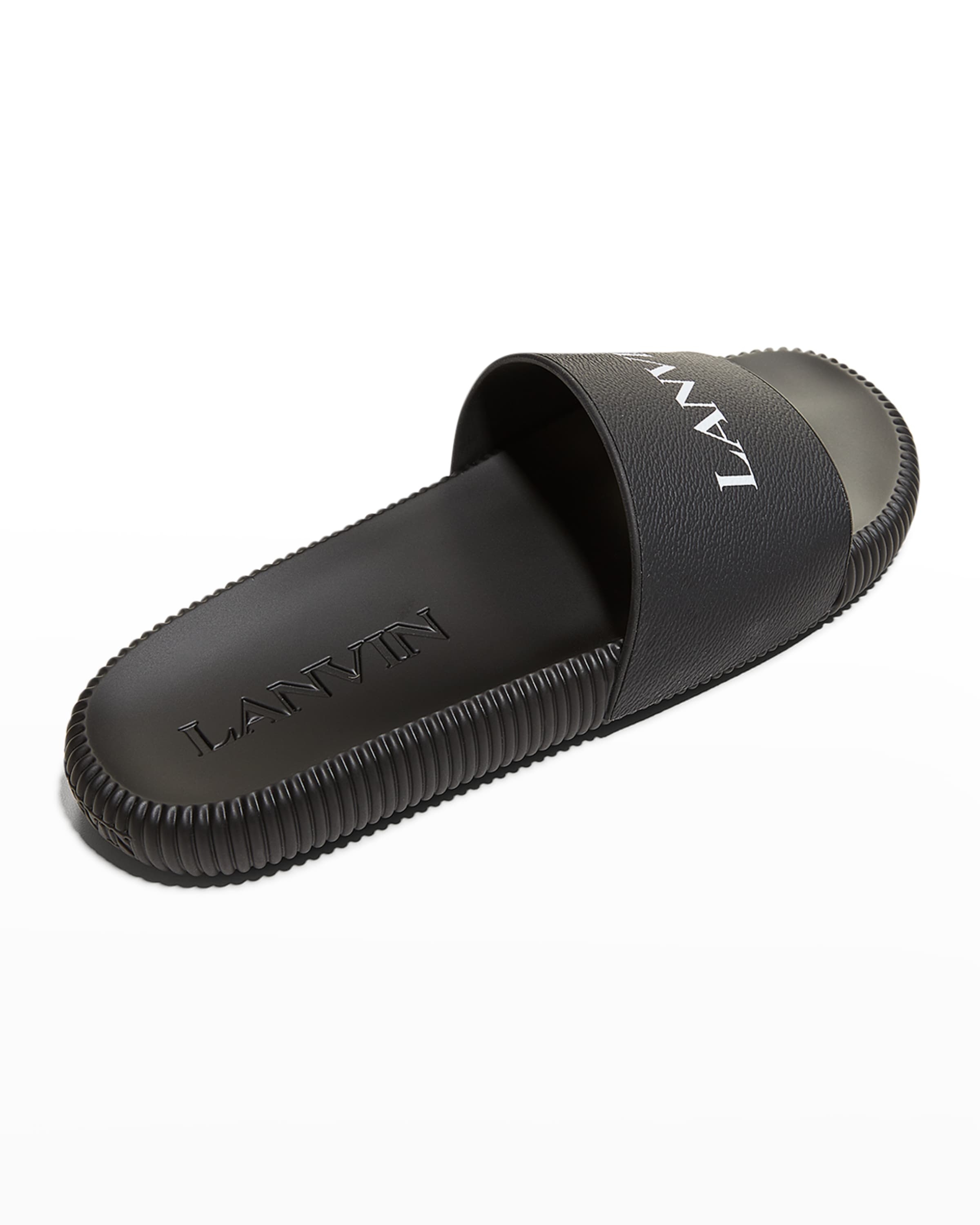 Men's Logo Leather Slide Sandals - 3