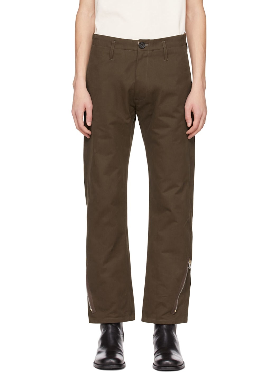 Khaki Cotton Trousers - 1