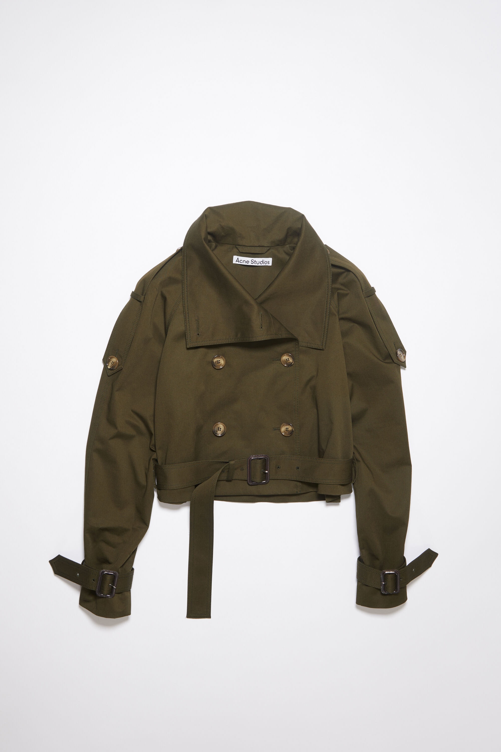 Double-breasted trench jacket - Military green - 1