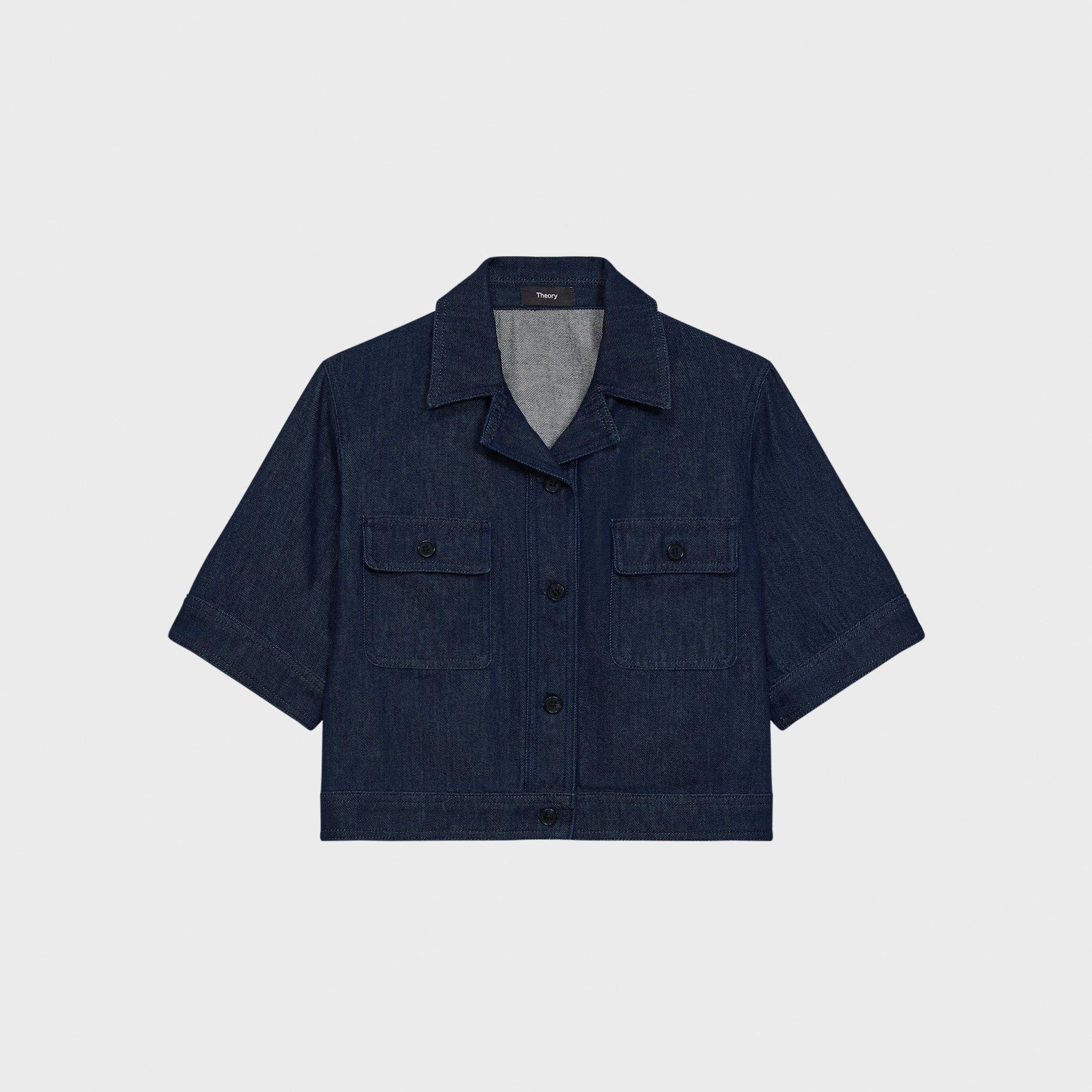 Boxy Short-Sleeve Jacket in Denim - 1
