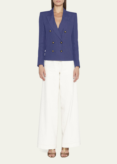 GIORGIO ARMANI Double-Breasted Crop Silk Blazer outlook