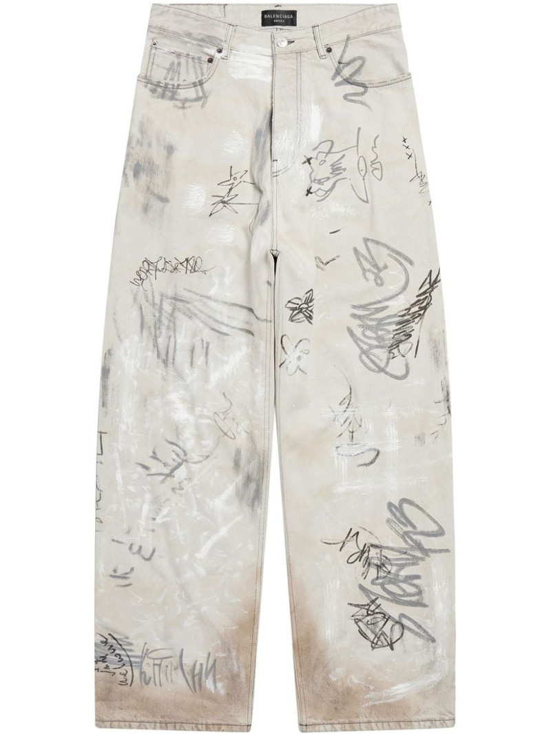 distressed wide-leg trousers - 1