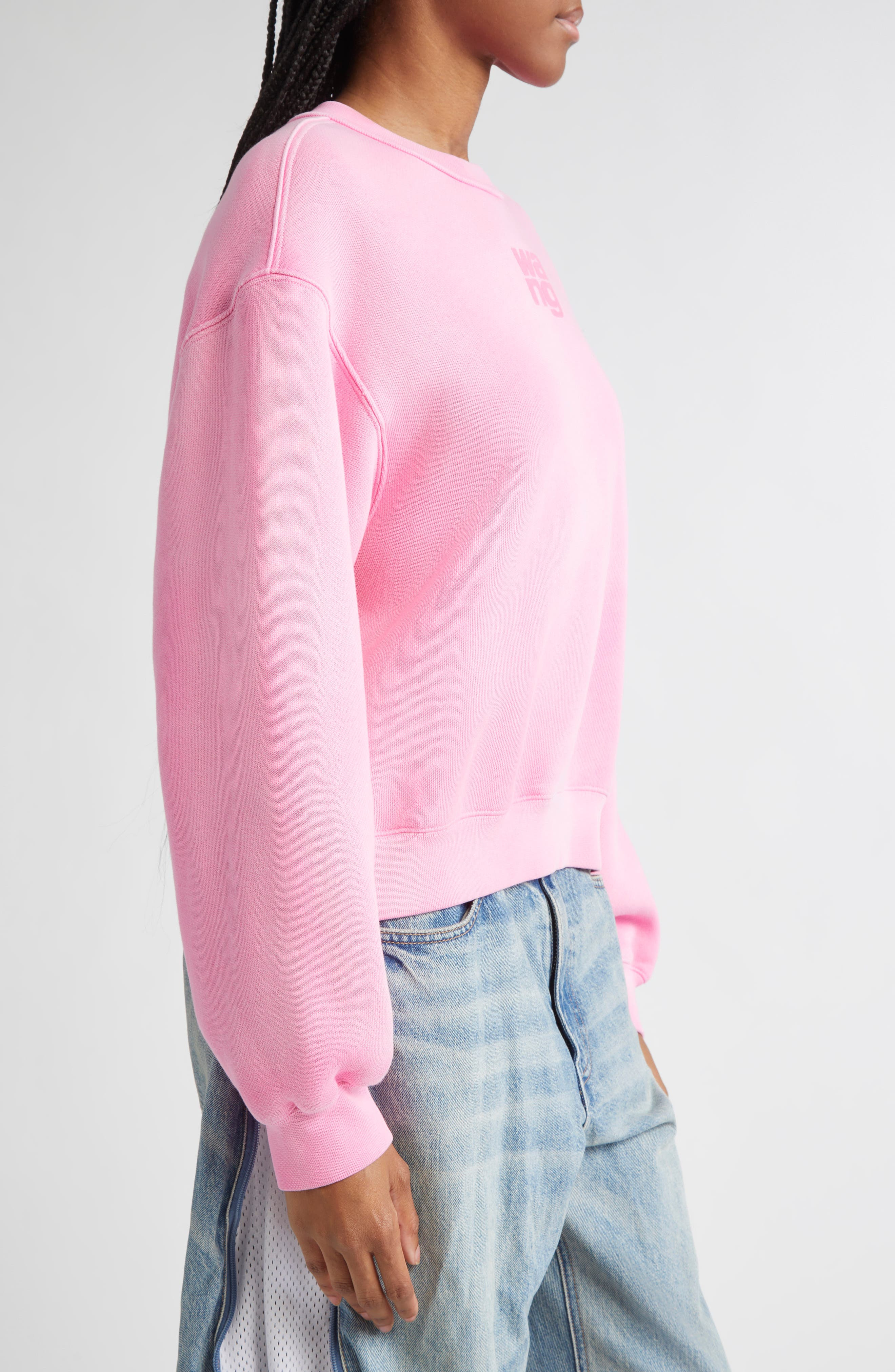 Alexander Wang Essential Logo Cotton Blend Sweatshirt in Washed Lotus at Nordstrom - 3