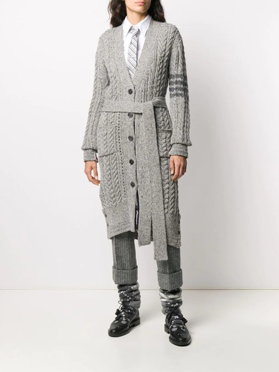 Thom Browne aran cable-knit 4-Bar cardi-coat outlook