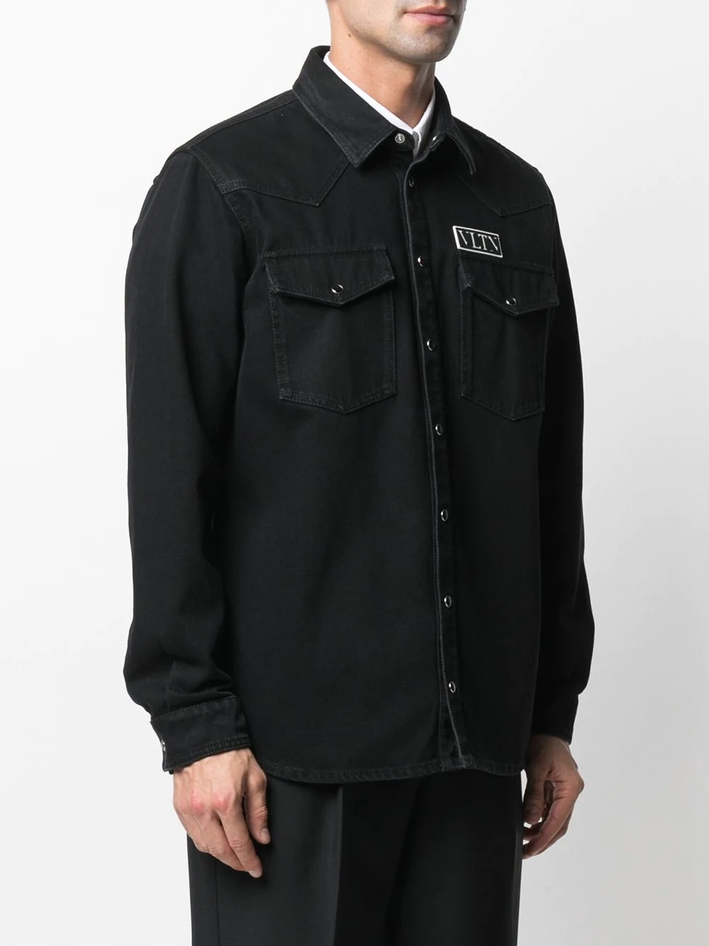 VLTN patch denim shirt - 3