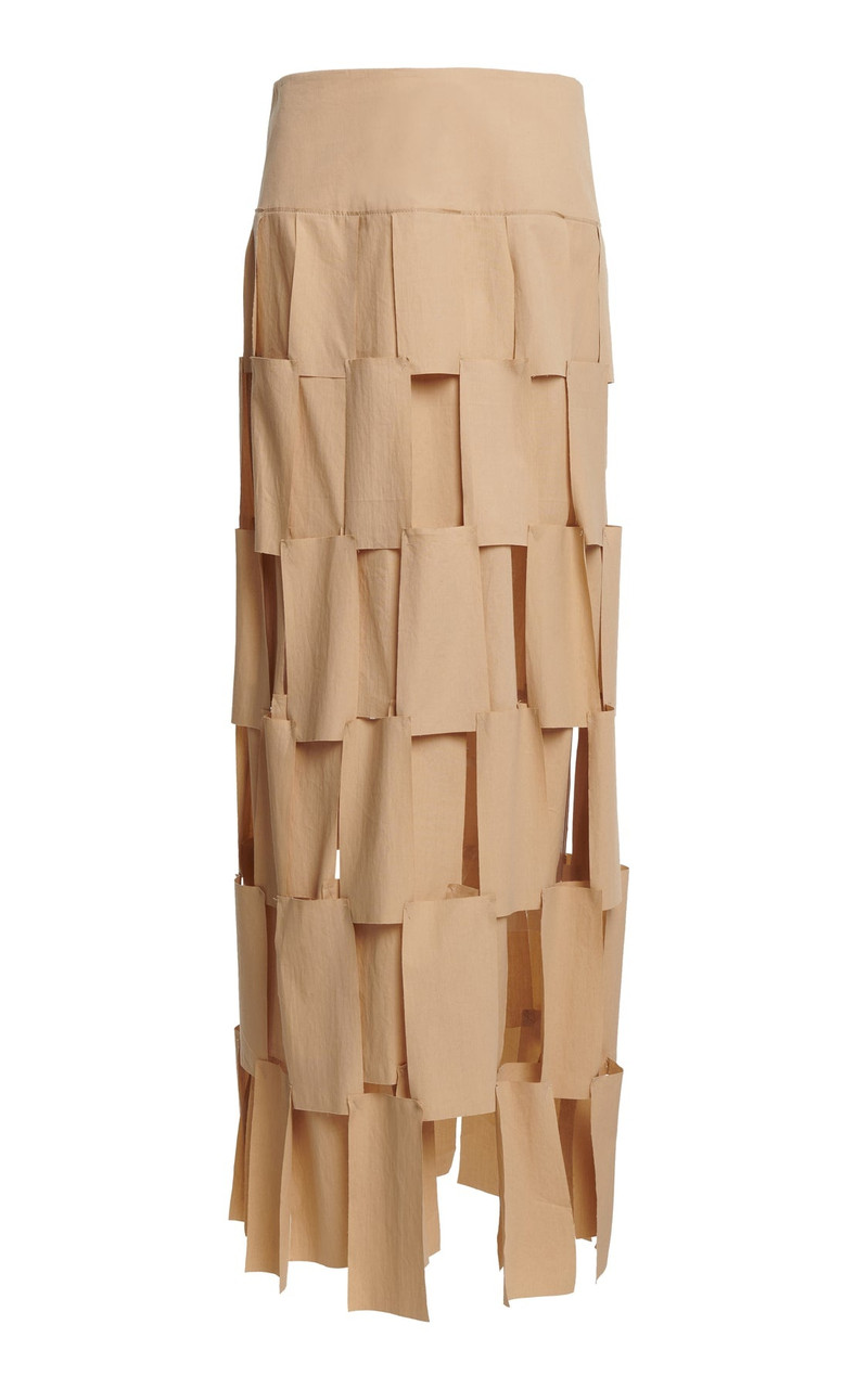 MAXI MULTI RECTANGLE DOUBLE-LAYERED SKIRT BEIGE 1
