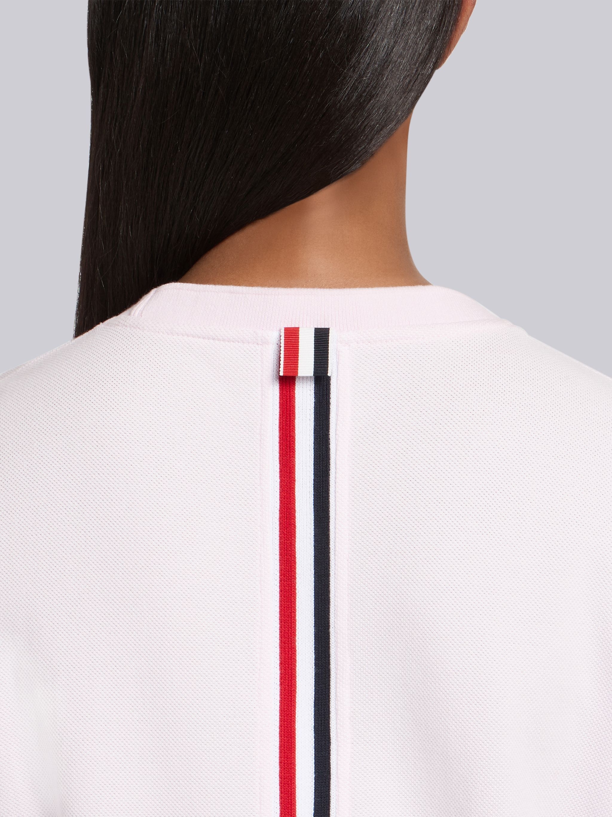 Pink Classic Cotton Pique Relaxed Fit Center Back Stripe Short Sleeve Tee - 5