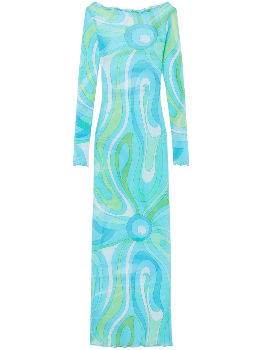 Marmo-print semi-sheer maxi dress - 1