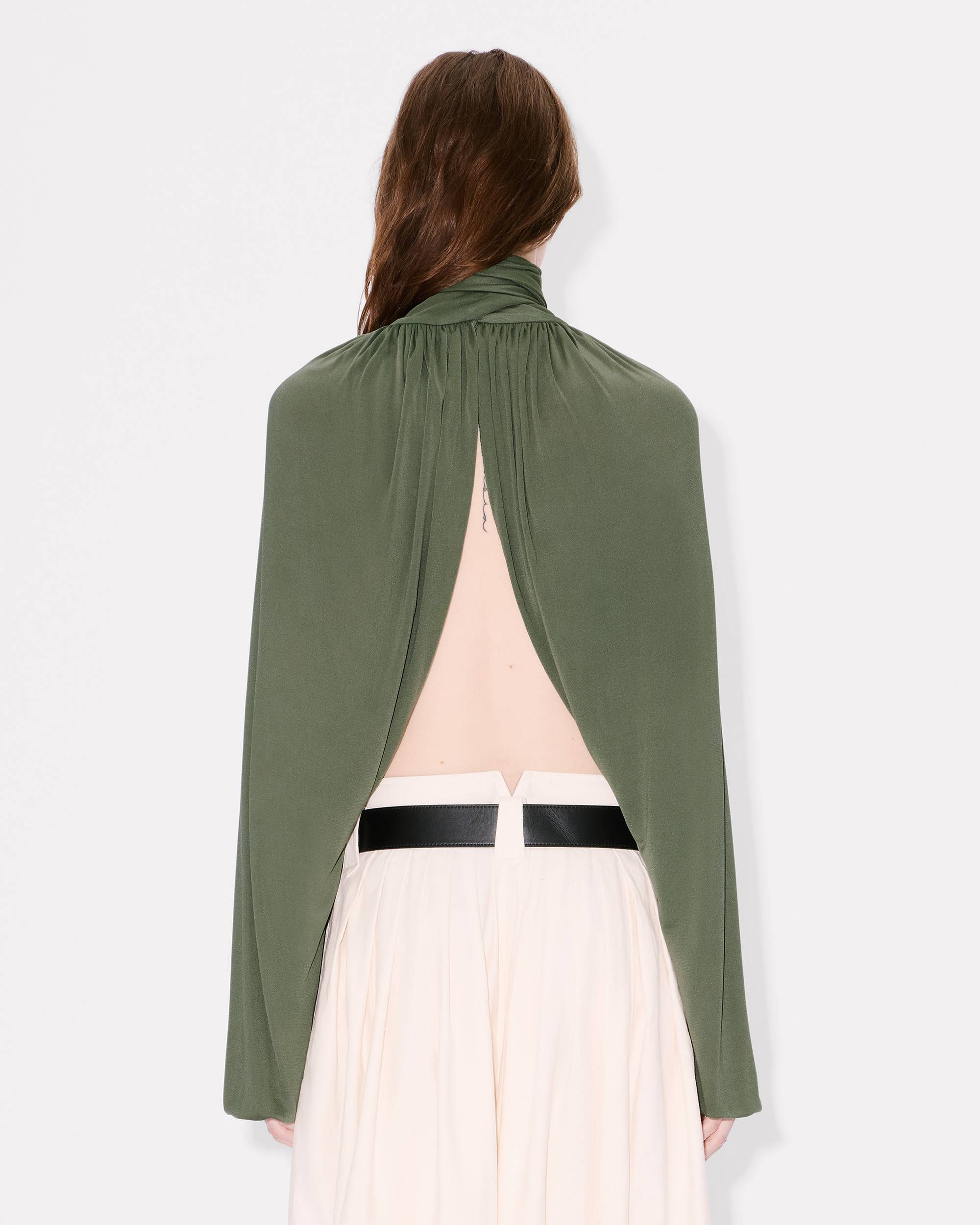 Draped top with balloon sleeves - 4