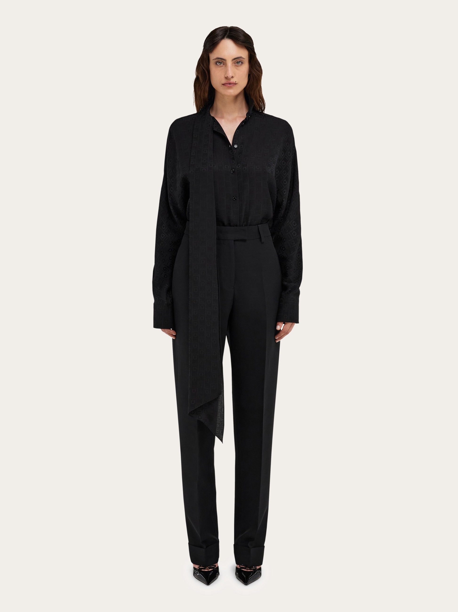 Viscose blouse with sash collar - 8