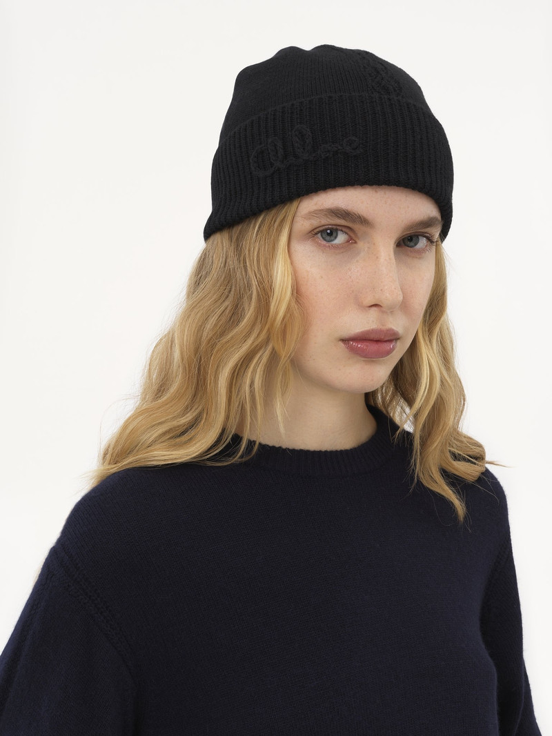 THE CHLOÉ LACE KNIT BEANIE IN WOOL & LACE JACQUARD 4