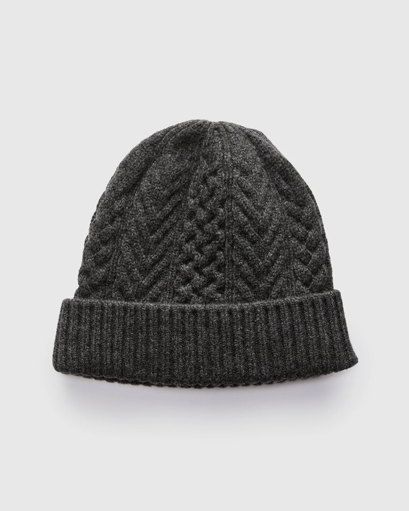 Aran Beanie in Charcoal Grey - 1