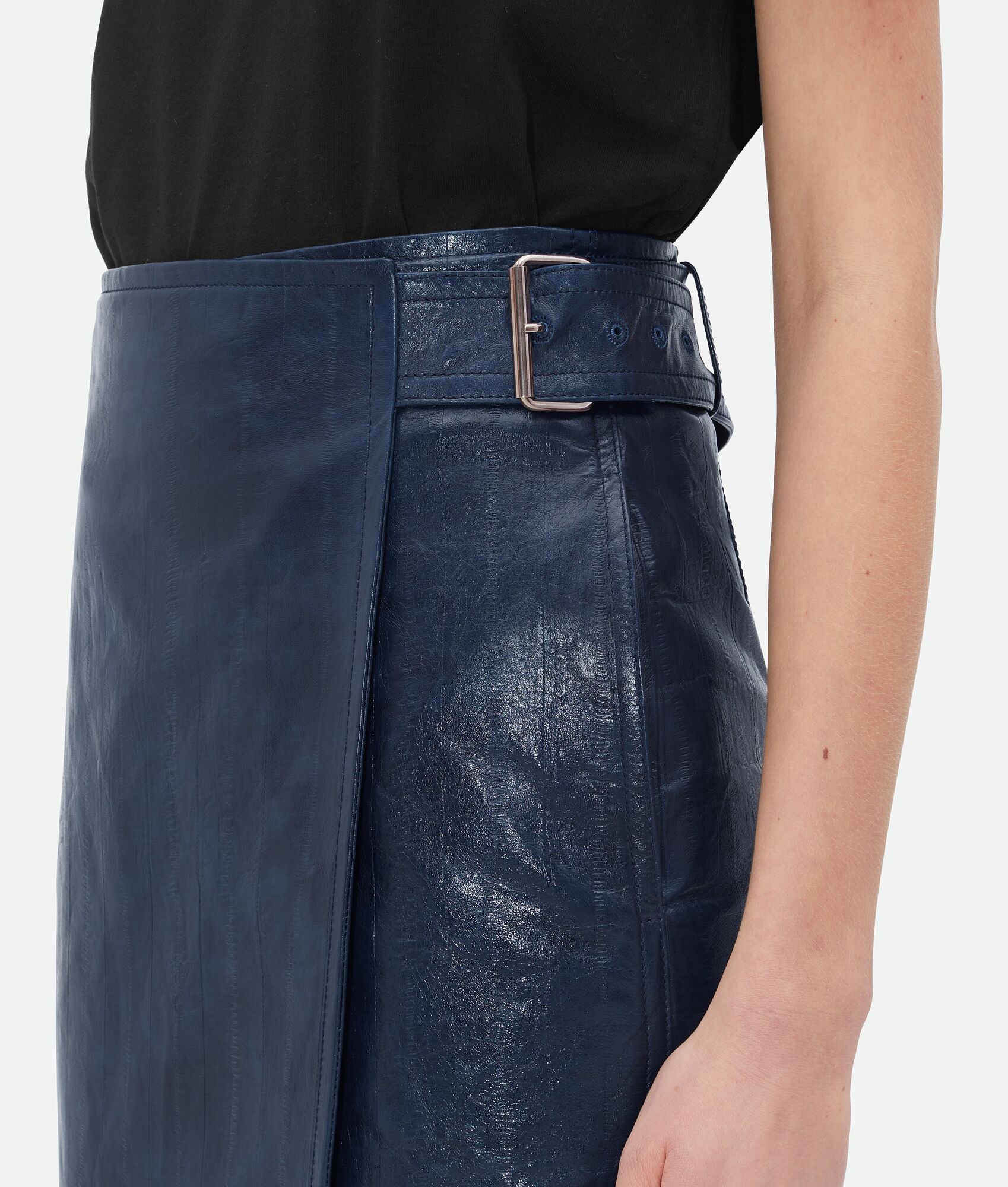Embossed Leather Midi Skirt - 4