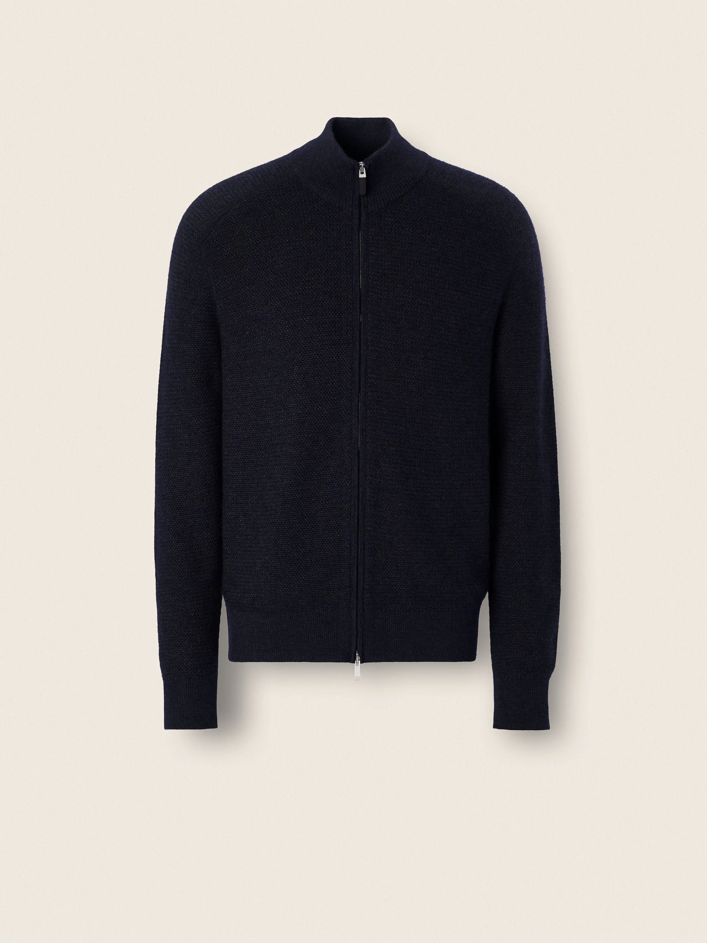 NAVY BLUE CASHSETA FULL ZIP CARDIGAN - 1