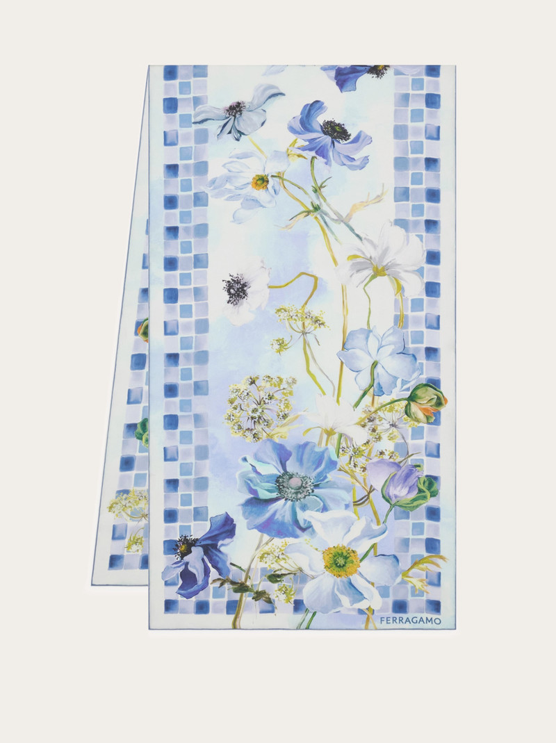 Fiori print silk scarf 1