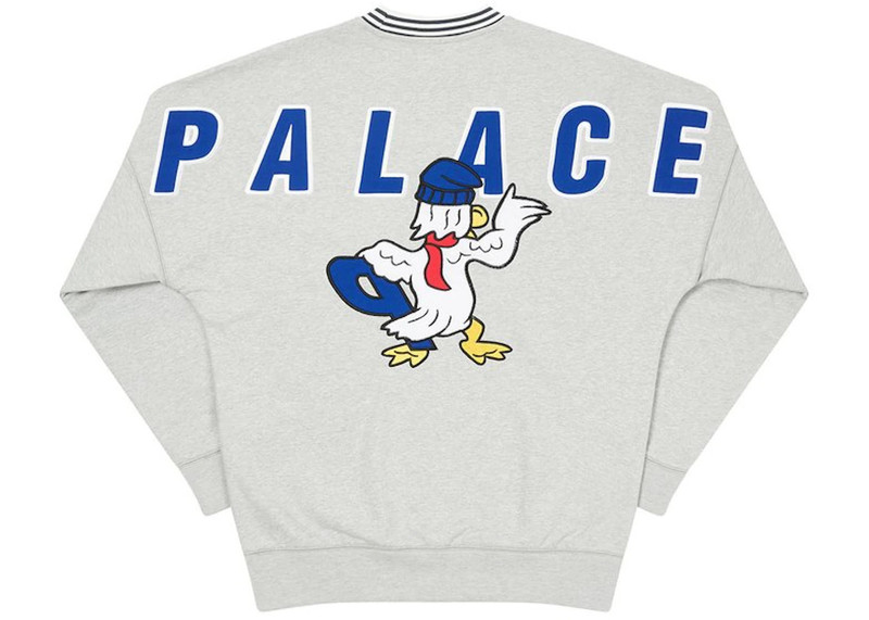PALACE Palace Chilly Duck Out Drop Shoulder Crew Grey Marl outlook