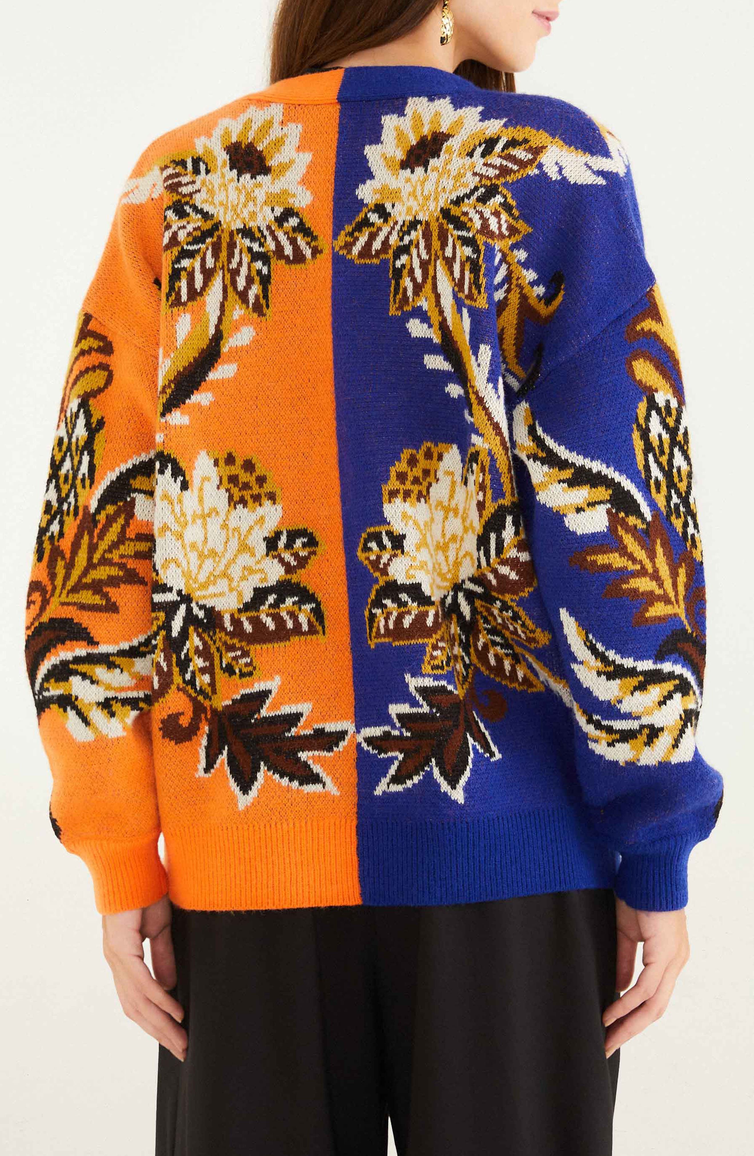 FARM Rio Arabesque Paradise Mixed Print Jacquard Cardigan in Arabesque Paradise F at Nordstrom - 2