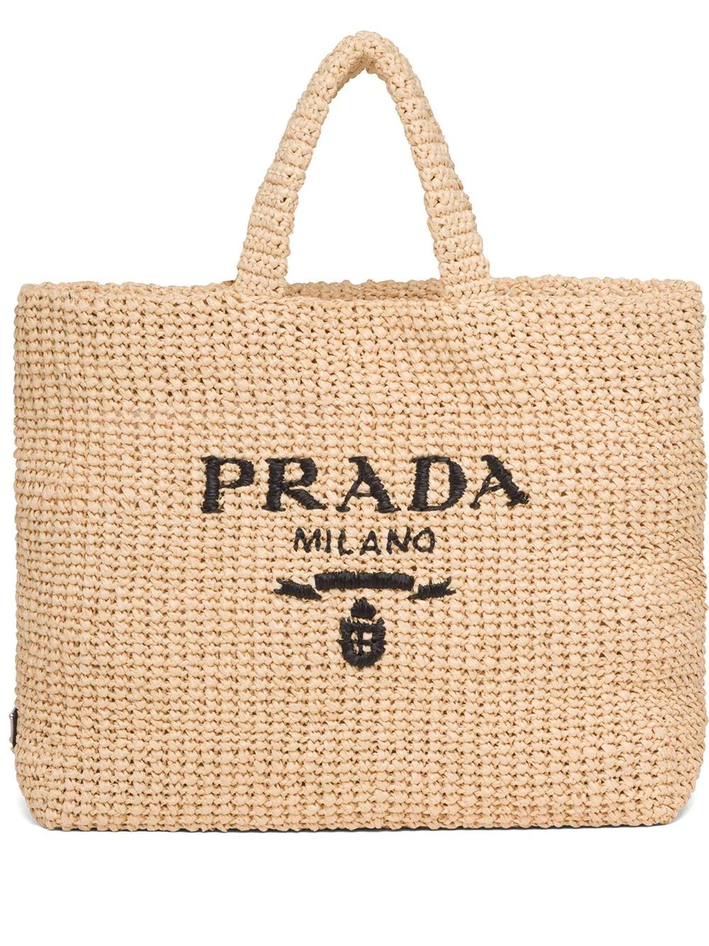 logo-embroidered raffia tote bag - 1