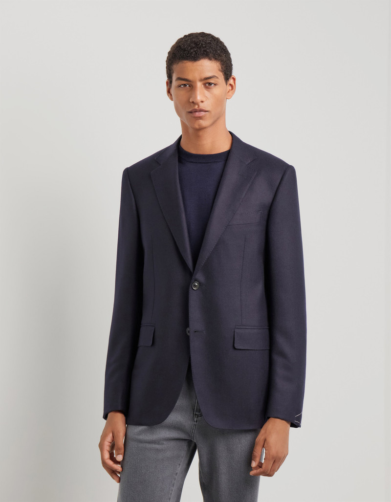 LIGHT BLUE AND BLUE SILK AND CASHMERE REGULAR-FIT OVERCHECK JACKET 195