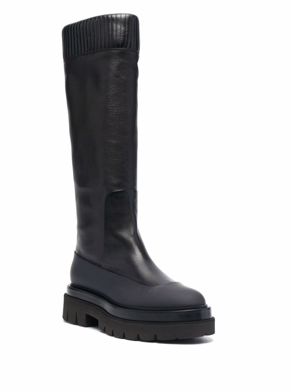 ribbed leather knee-high boots - 2