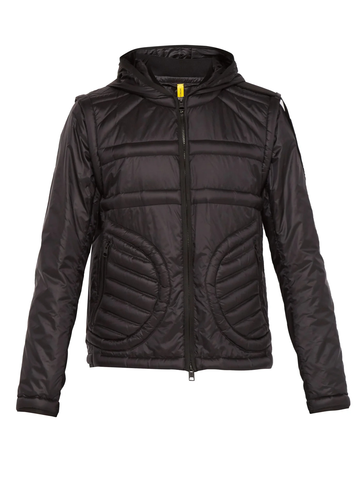 Hooded quilted-logo down jacket - 1