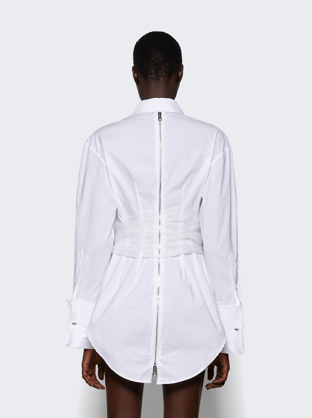 Long Draped Shirt With Zip On Back White - 4