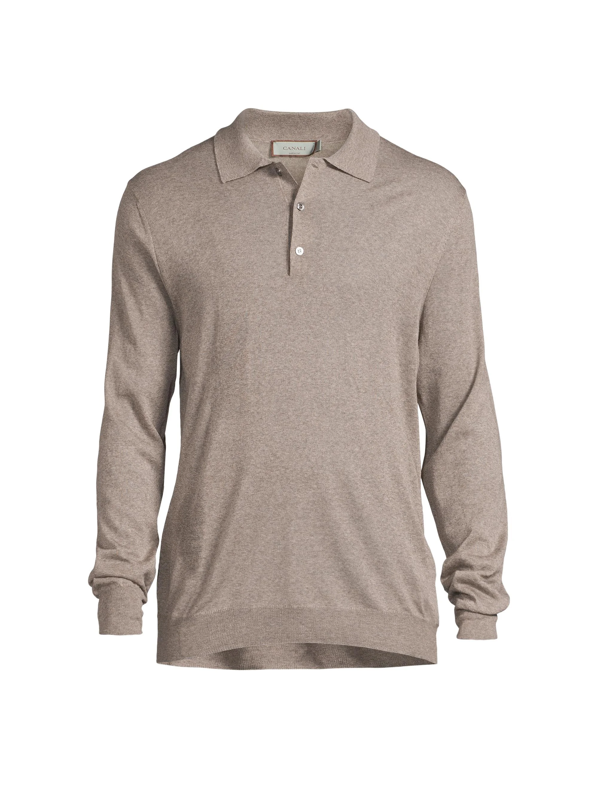 Men's Heathered Merino Wool Modern-Fit Polo Shirt - Light Tan - 1