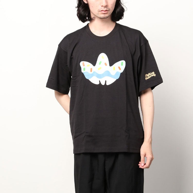 adidas originals x melting sadness Crossover Funny Logo Printing Round Neck Short Sleeve Black T-Shi - 3