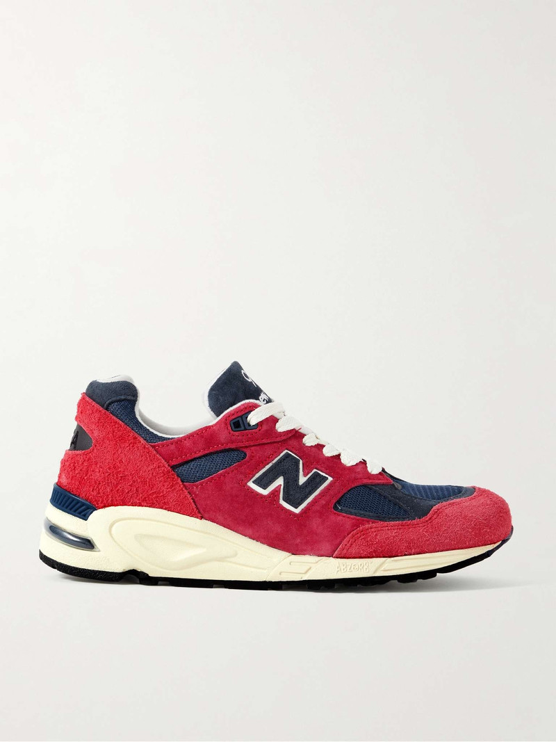 990 Leather-Trimmed Suede and Mesh Sneakers - 1