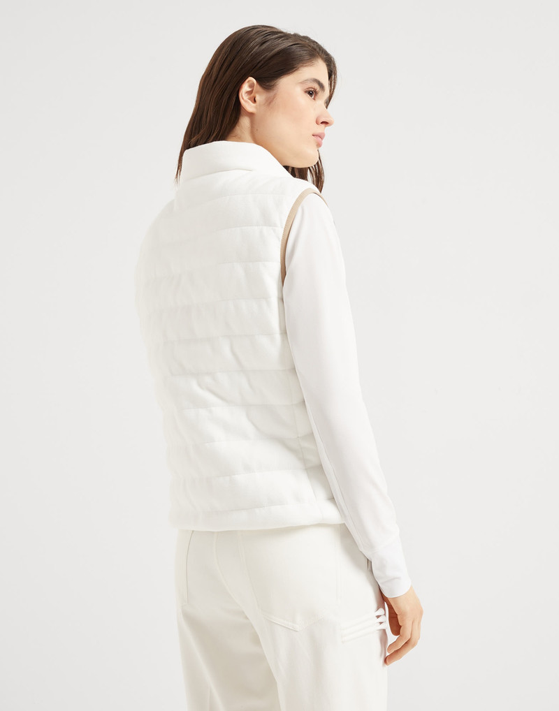 Brunello Cucinelli Techno cotton piqué down vest with logo outlook