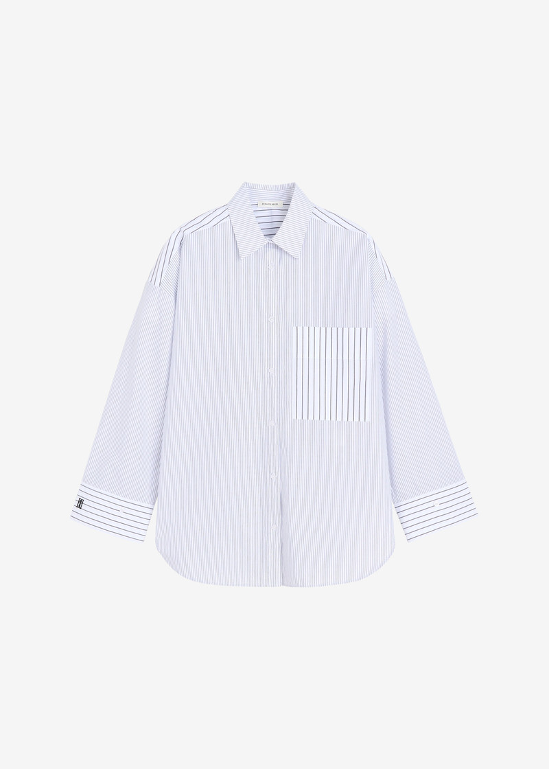 By Malene Birger Derris Shirt - White/Black Mix Stripe 1