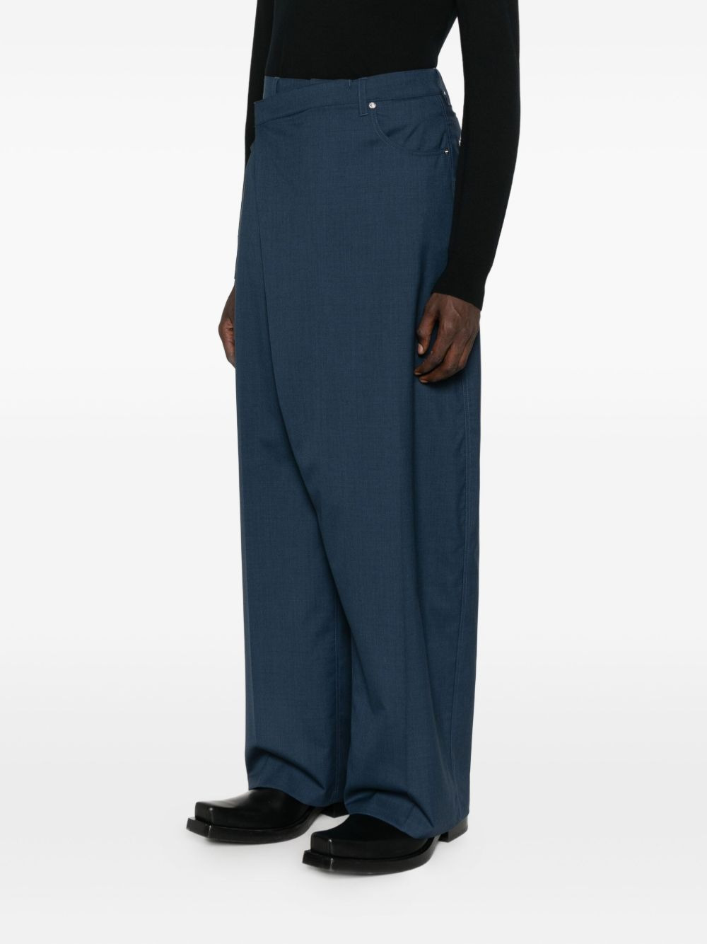 wrap pocketed wide-leg trousers - 3