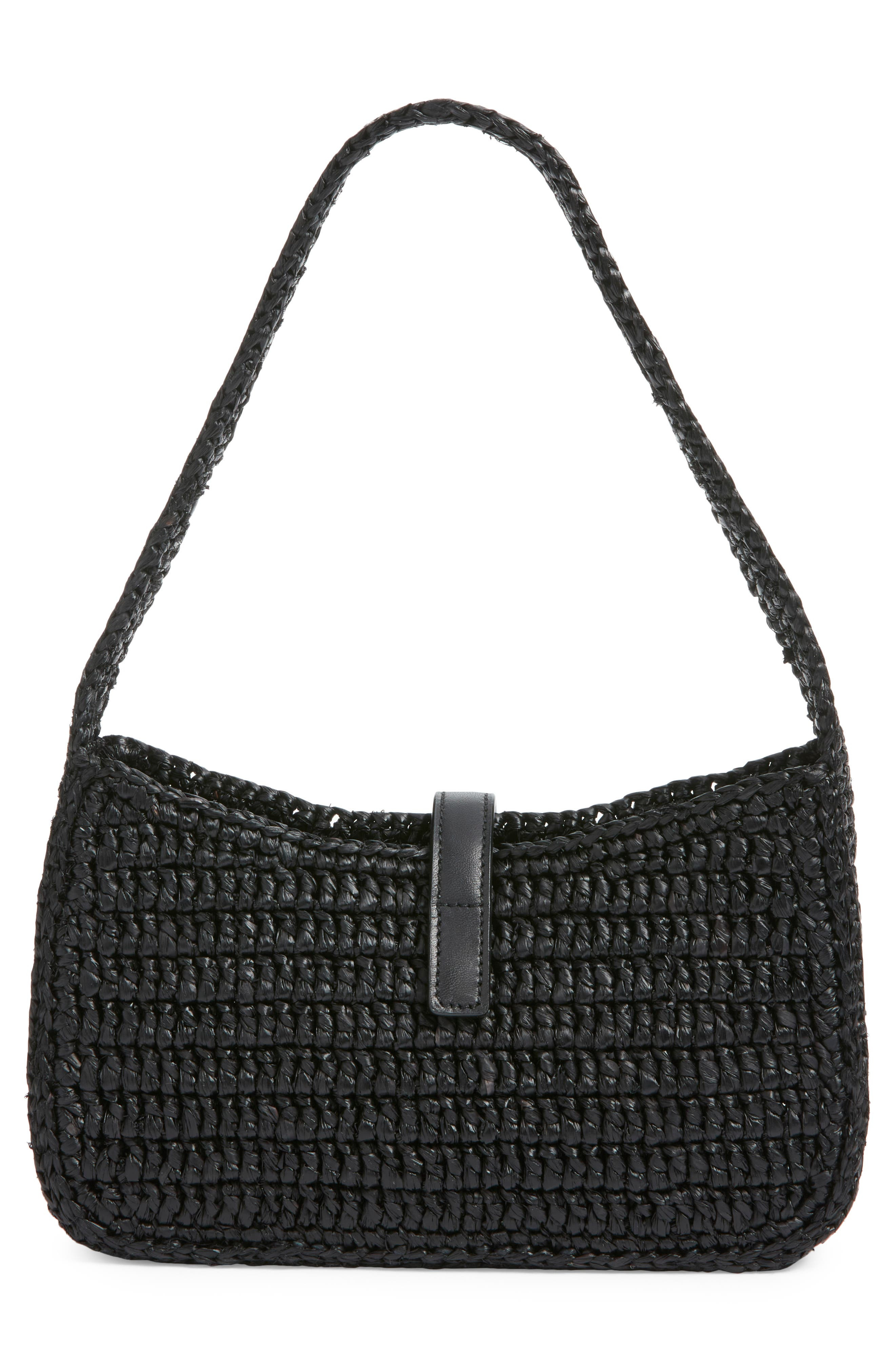 Saint Laurent Mini Le 5 À 7 Raffia Shoulder Bag in Noir at Nordstrom - 3