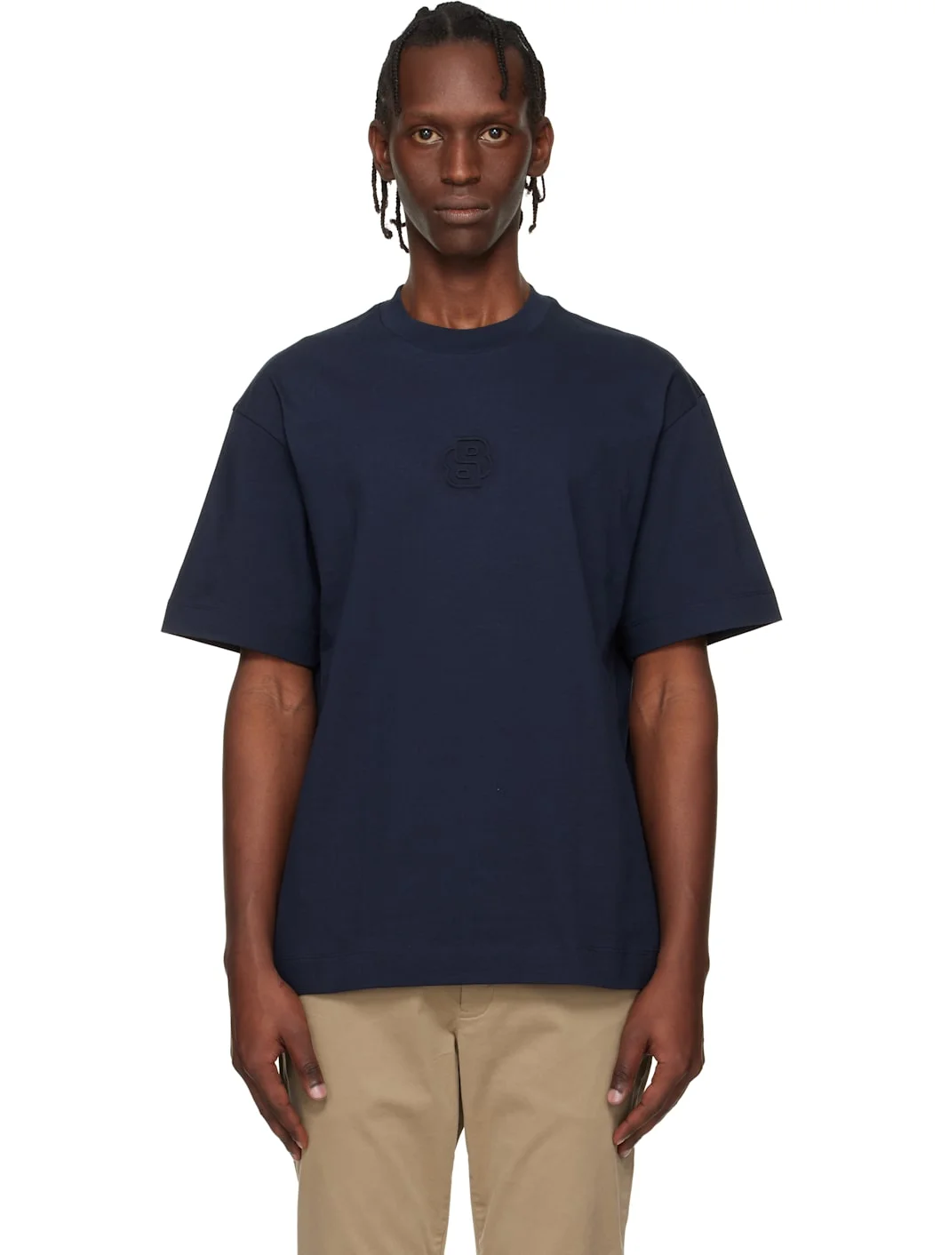Navy Embossed-Logo T-shirt - 1