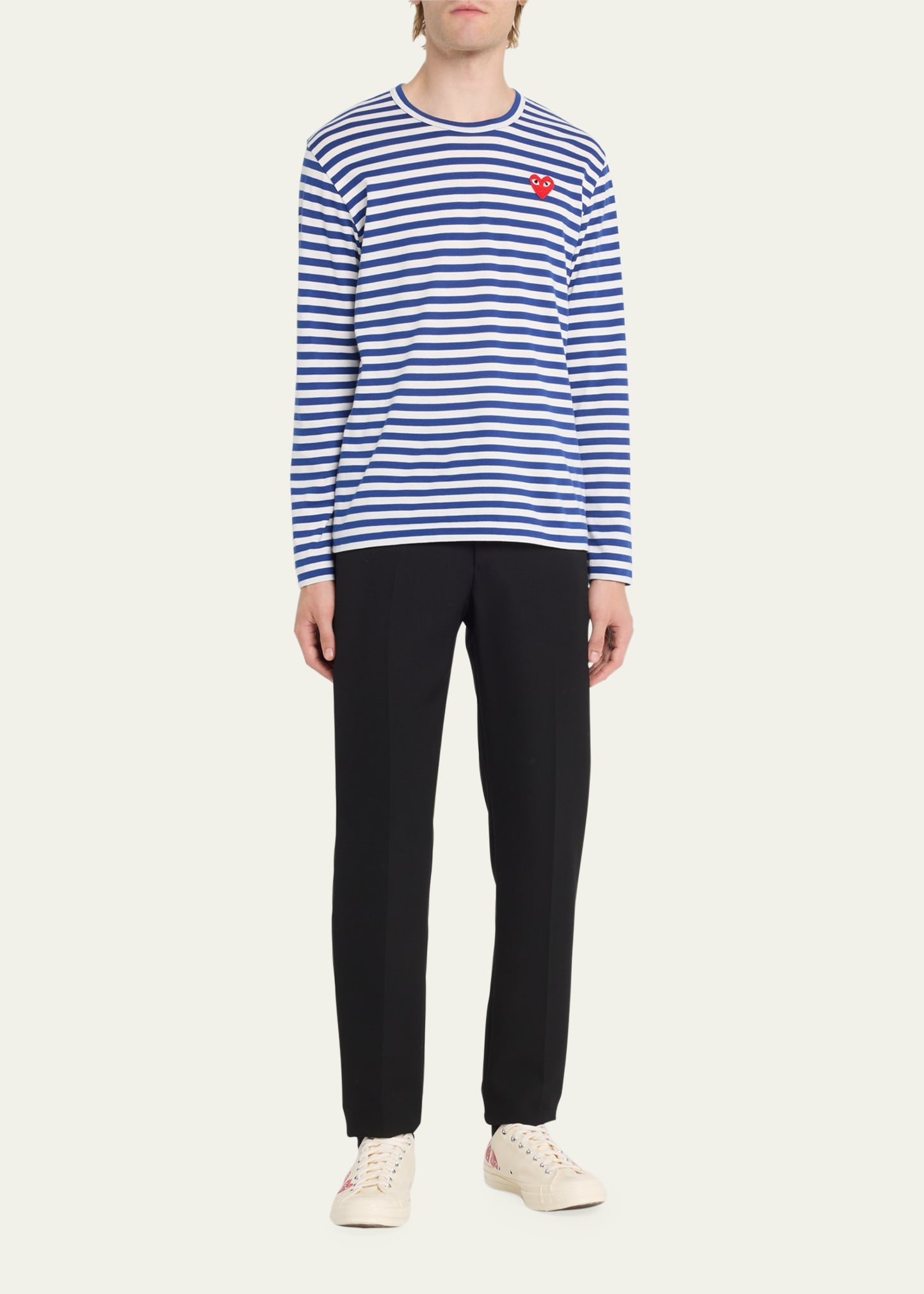 Men's Striped T-Shirt with Small Heart - 2