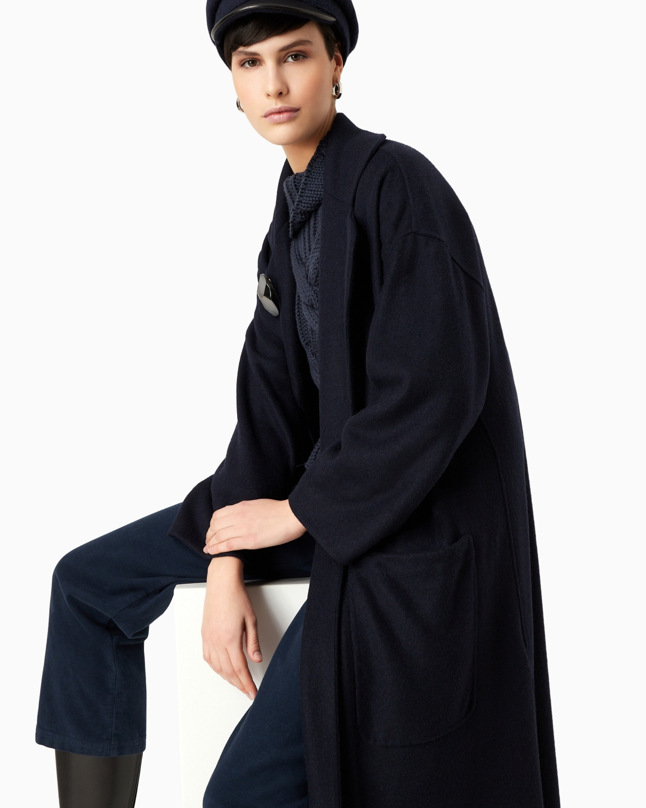 Two-toned, double-faced cashmere long coat - 5