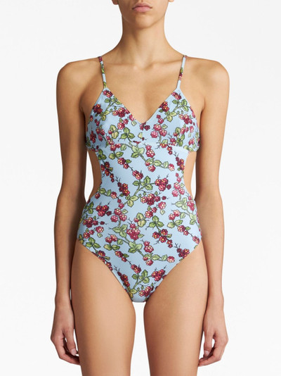 Etro berry-print open-back swimsuit outlook