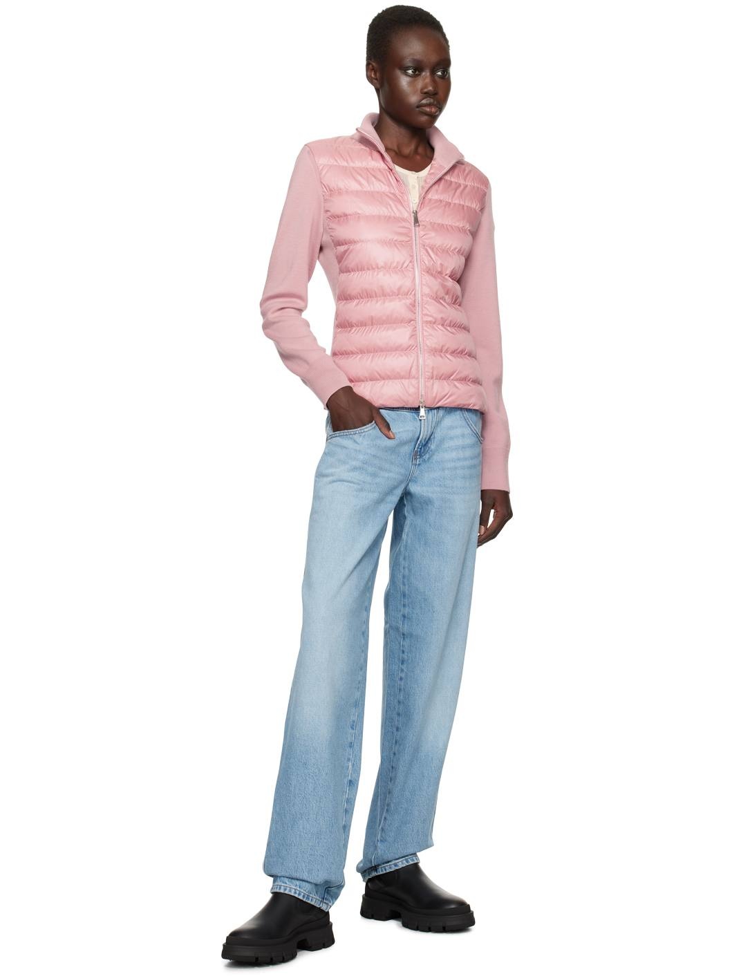 Pink Padded Wool Down Jacket - 5