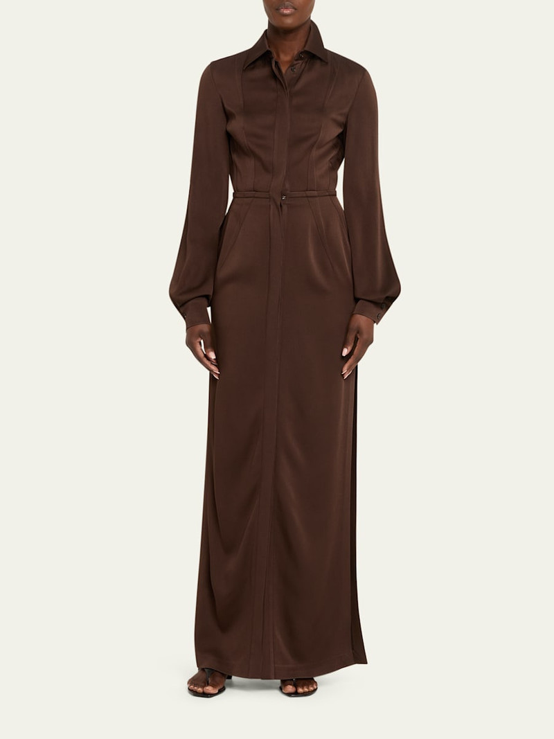 MICHAEL KORS COLLECTION Split-Sleeve Techno Maxi Shirtdress outlook