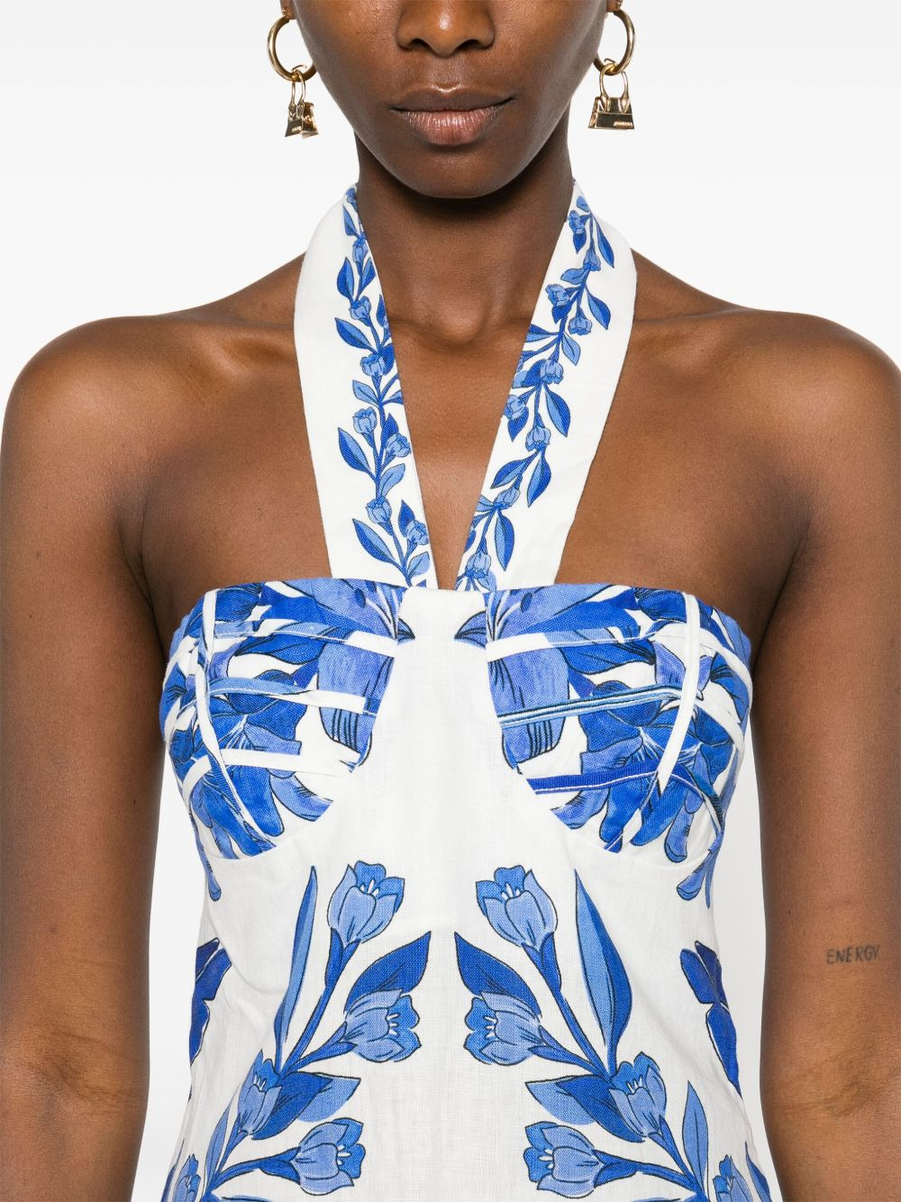 halterneck floral-print maxi dress - 5